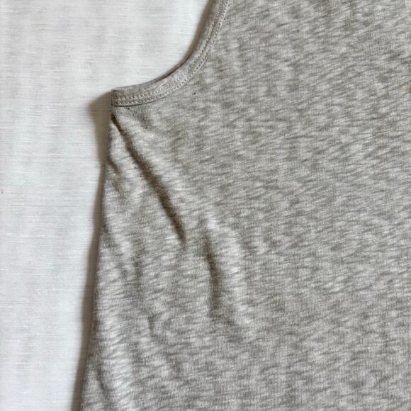 J Crew Tank top Oatmeal Tan Gray Deep U neck tiny stud band neckline trim Size M - Picture 13 of 15